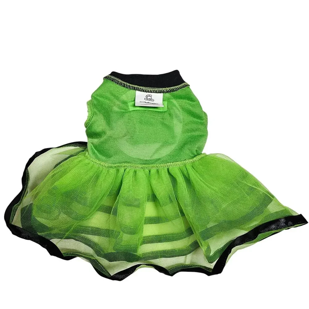 Small Dog Halloween Green/Black Stripe Lighted Spider + Christmas Dress Costumes
